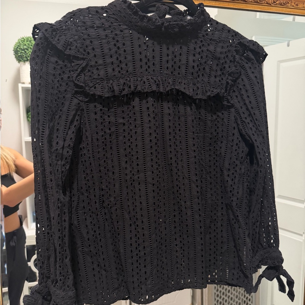 Madewell Black Eyelet Blouse